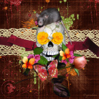 Halloween Rat on Human Skull